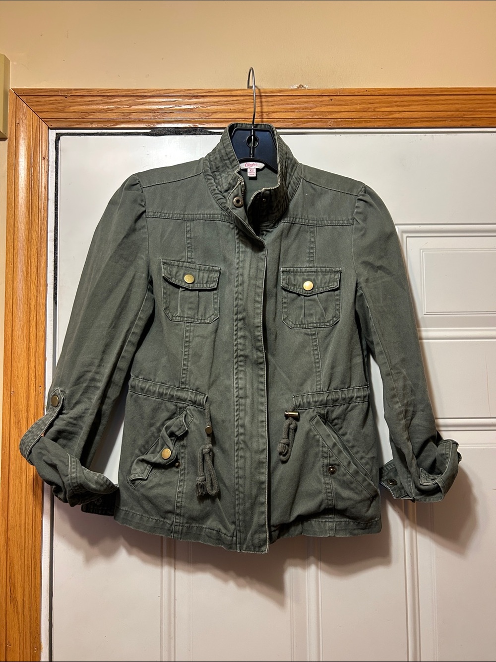Women's Olive Green Utility Jacket - Casual Military Style XS